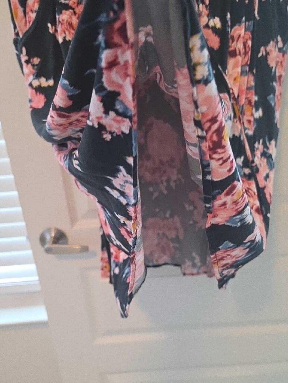 torrid Black Floral Midi Dress with Pink Roses and Blue Leaves - Picture 6 of 7